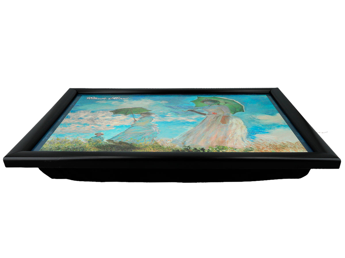Soporte para portátil C. Monet, Mujer con sombrilla, personalizable mediante grabado, elegante y artístico, 30.5x40.5cm, ideal para regalo