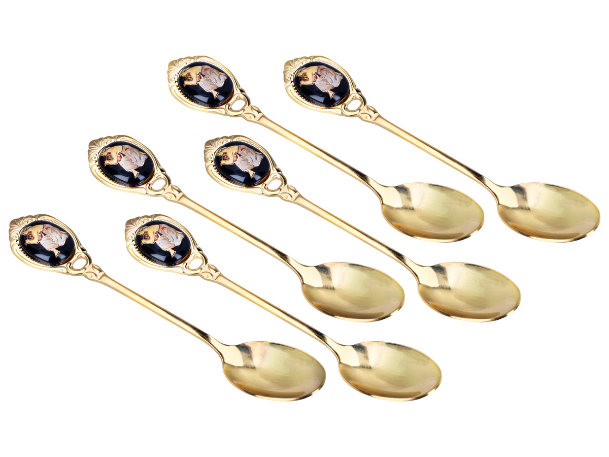 Set de 6 cucharillas recubiertas de oro de 24K con motivo griego