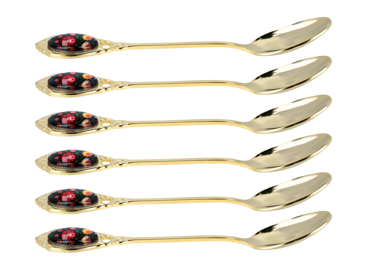 Cucharillas recubiertas de oro de 24K Kujawskie, negras