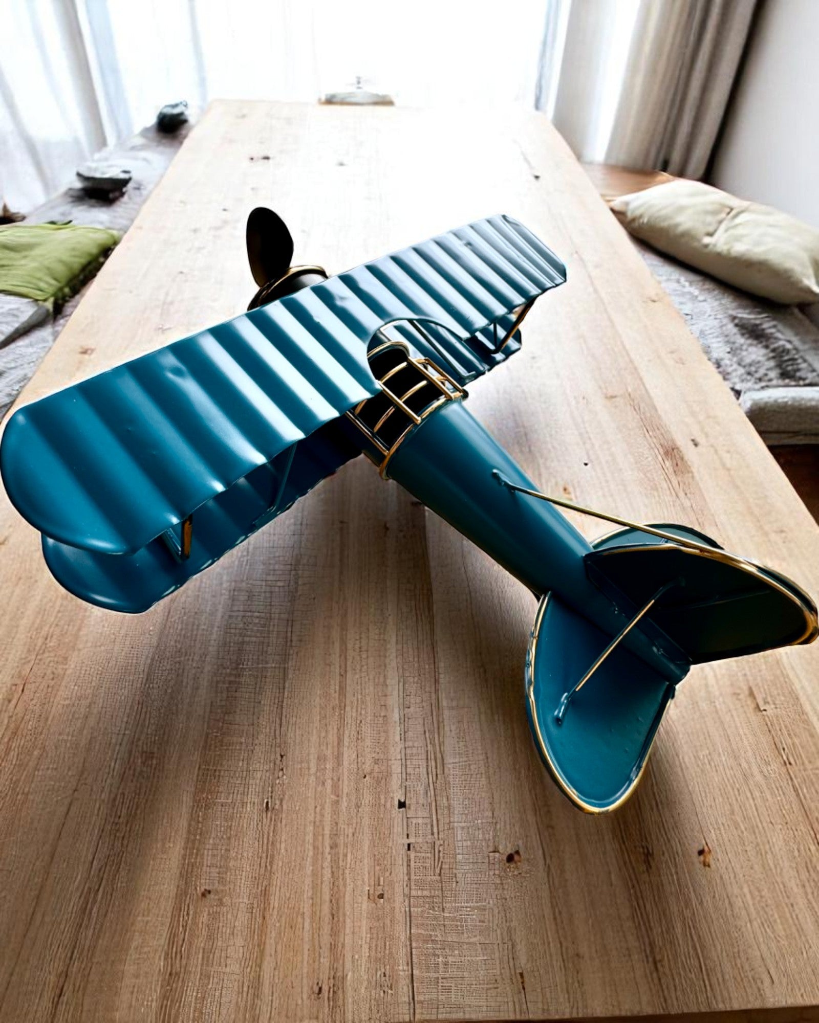 Modelo de avión metálico Blue Baron – retro, para regalo, con opción de grabado