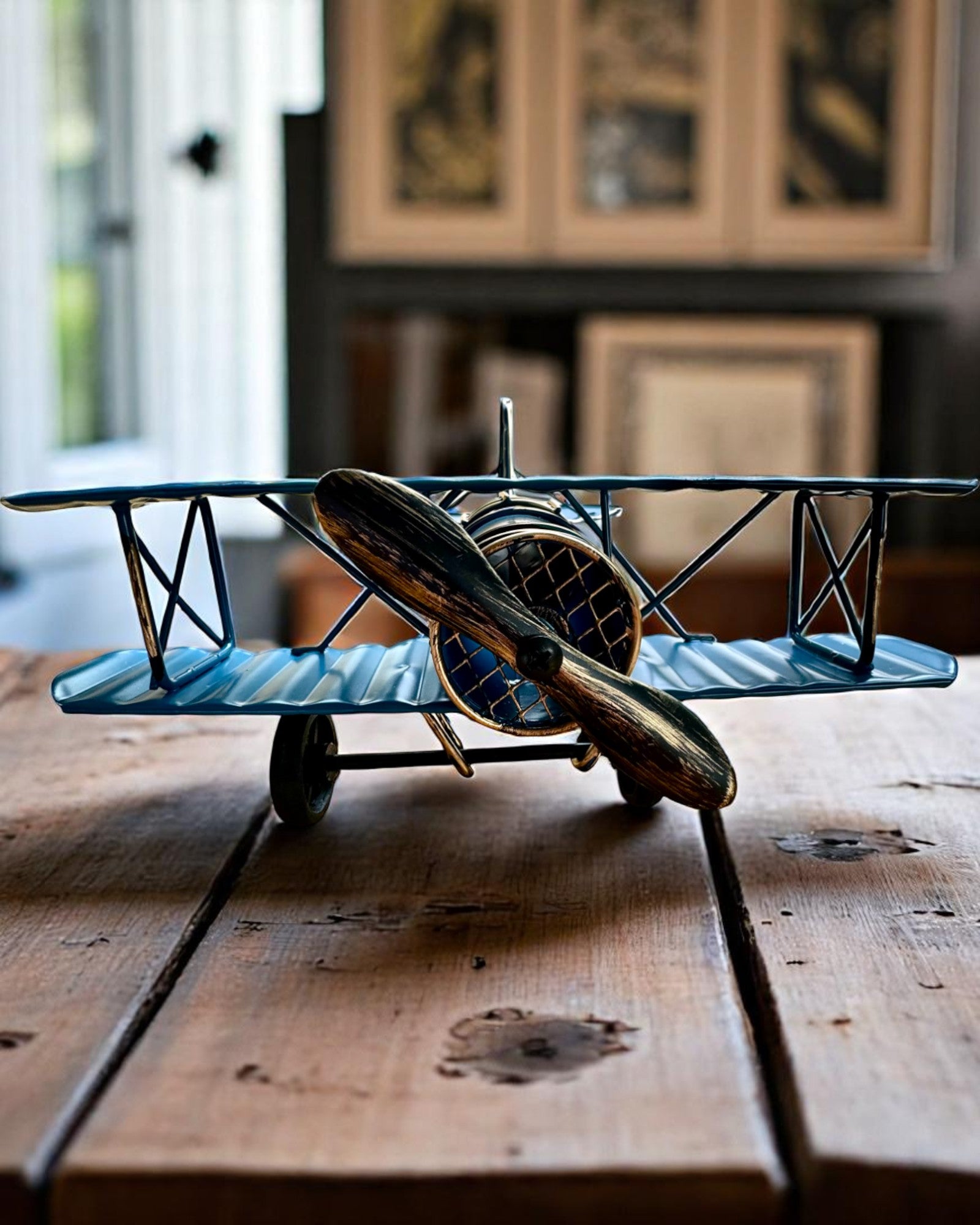 Modelo de avión metálico Blue Baron – retro, para regalo, con opción de grabado