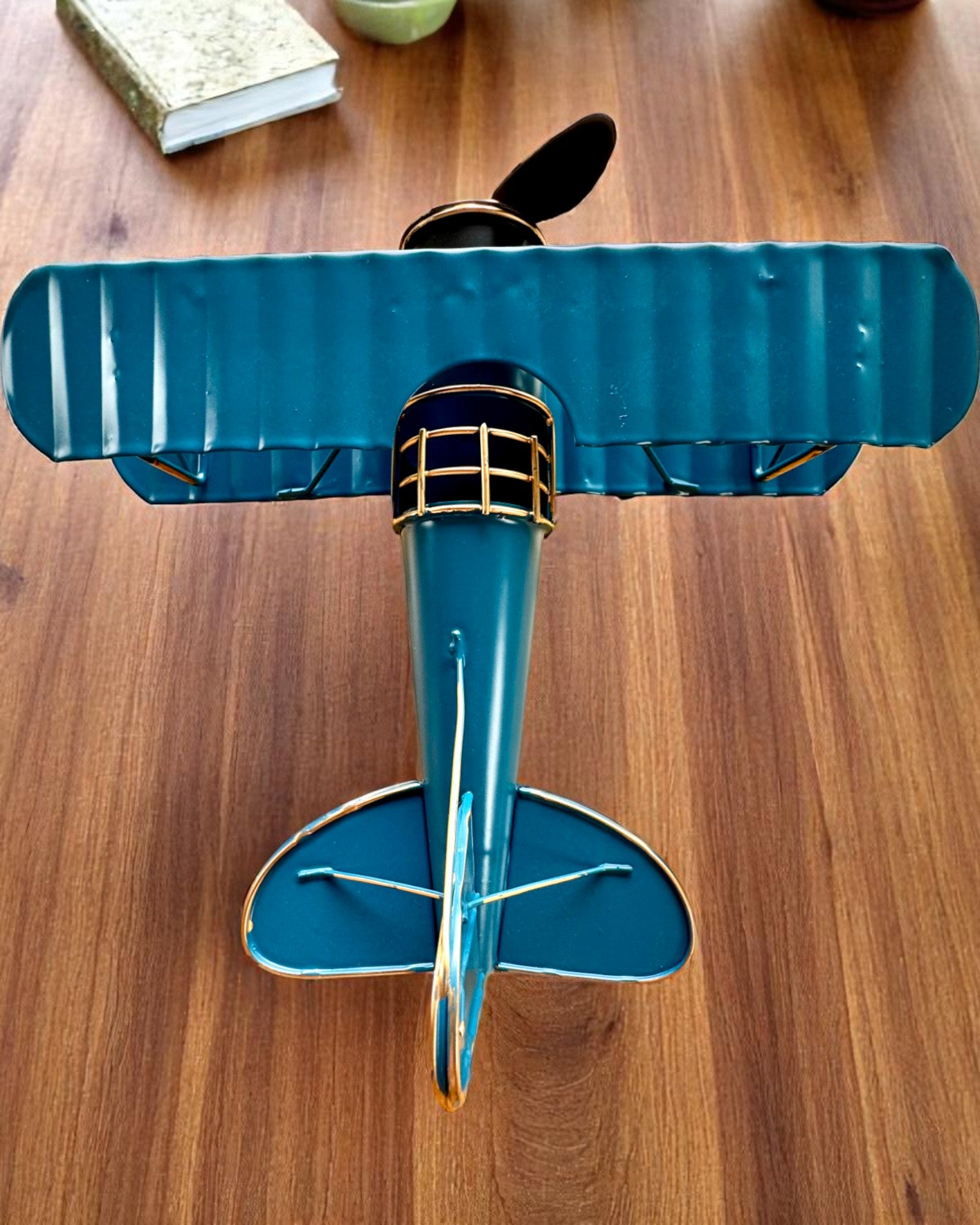 Modelo de avión metálico Blue Baron – retro, para regalo, con opción de grabado
