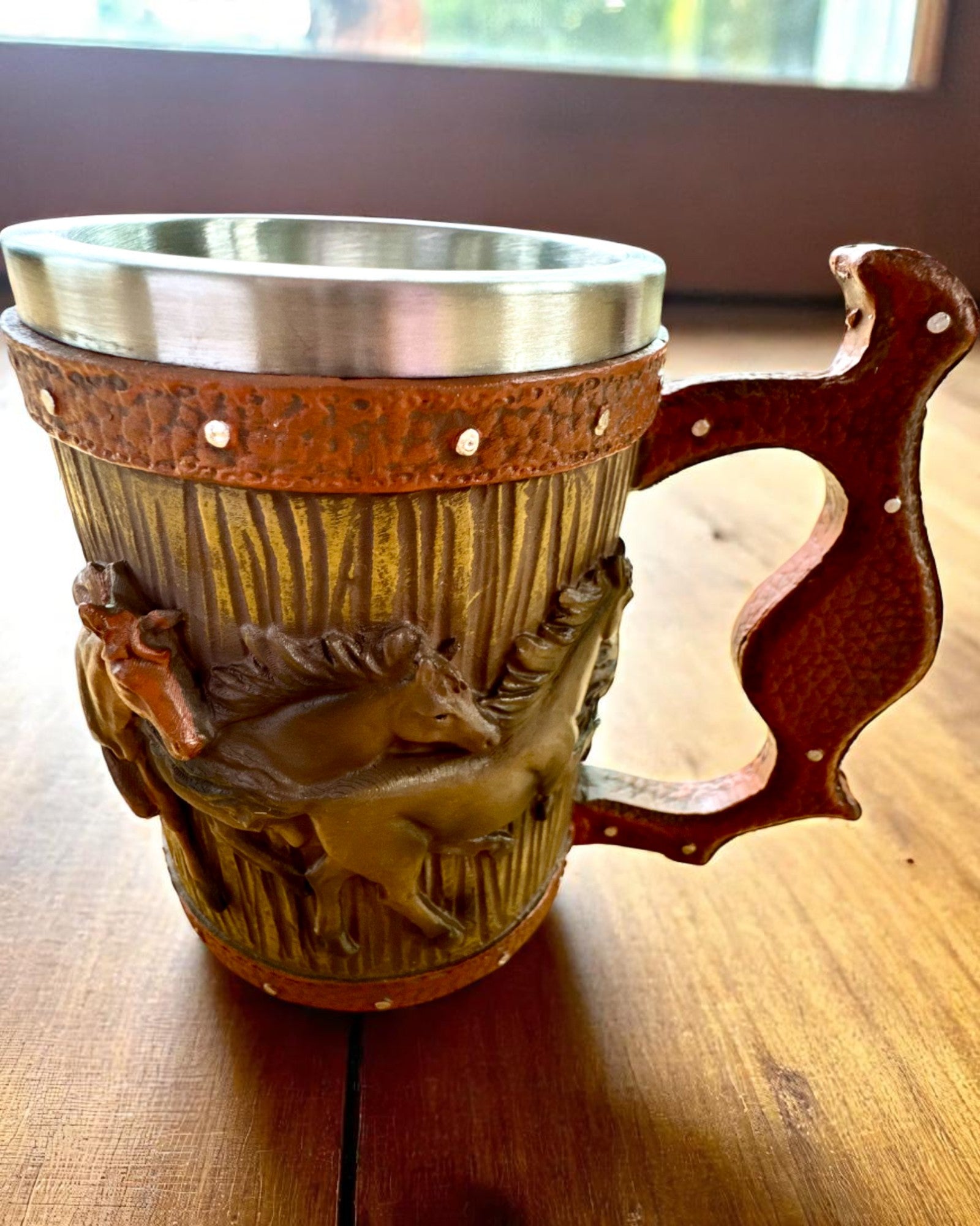 Taza con Motivo de Caballos, 330 ml, posibilidad de personalización con grabado para regalo