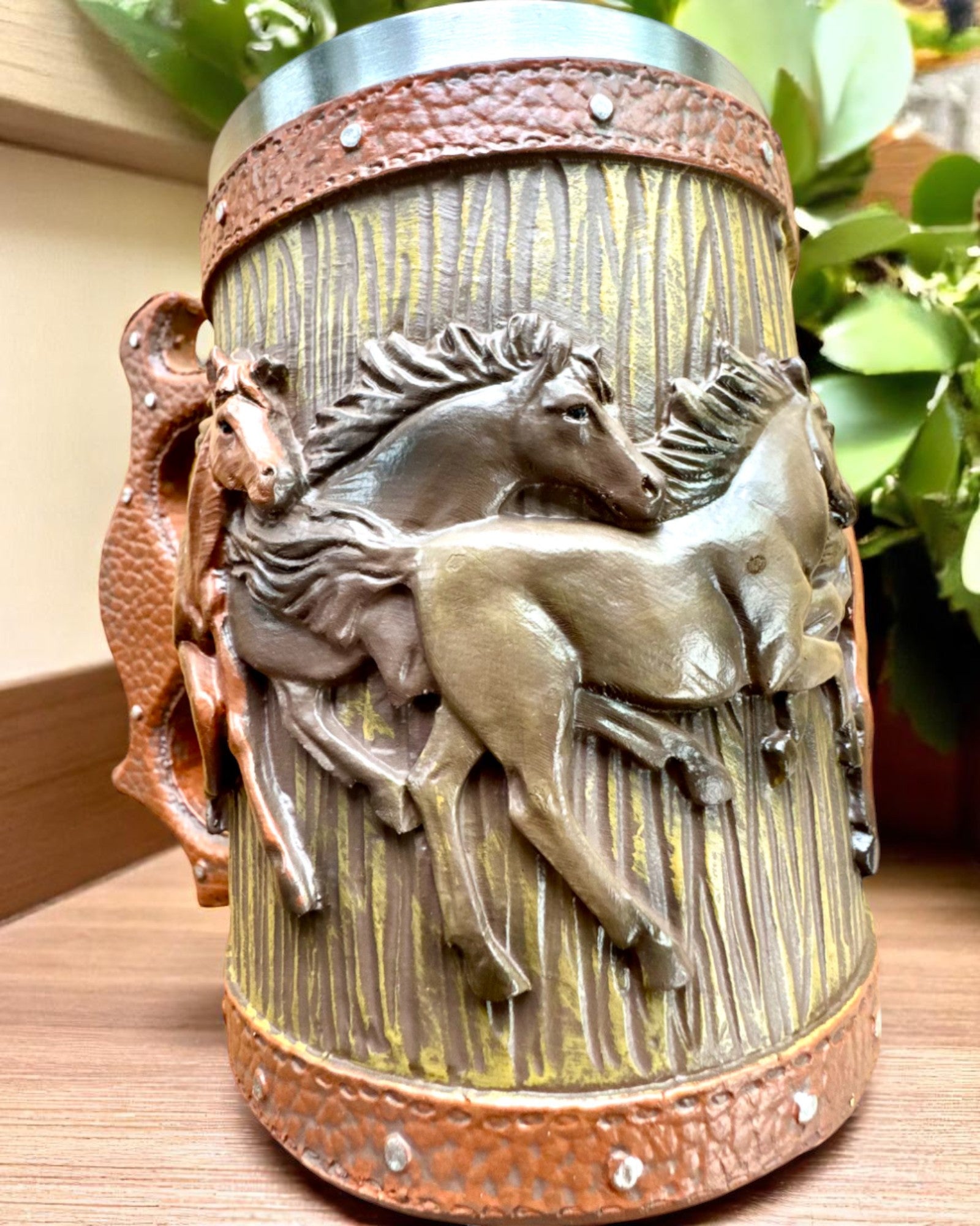 Taza con Motivo de Caballos, 330 ml, posibilidad de personalización con grabado para regalo