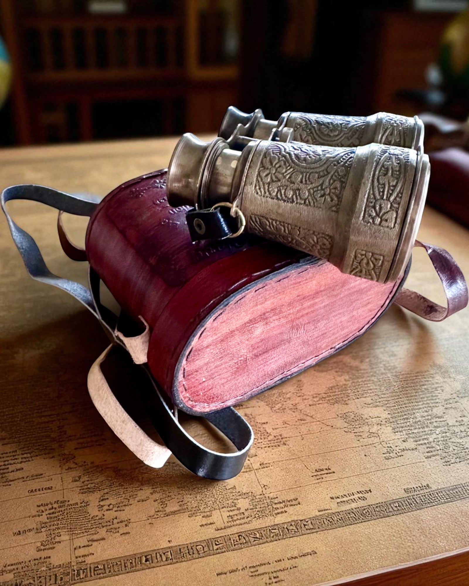 Prismáticos con estuche de cuero Victorian's Eye, 11 cm de latón, decorados a mano, personalización con grabado para regalo