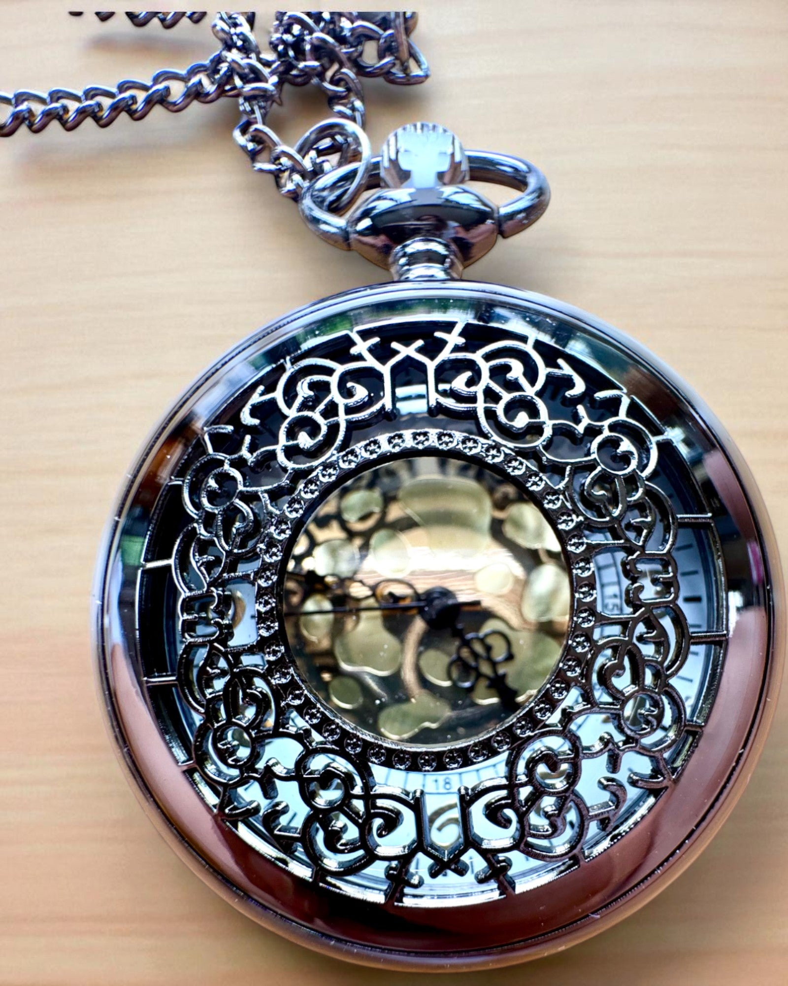 Reloj de Bolsillo Negro „Midnight Elegance”, personalización para regalo con grabado
