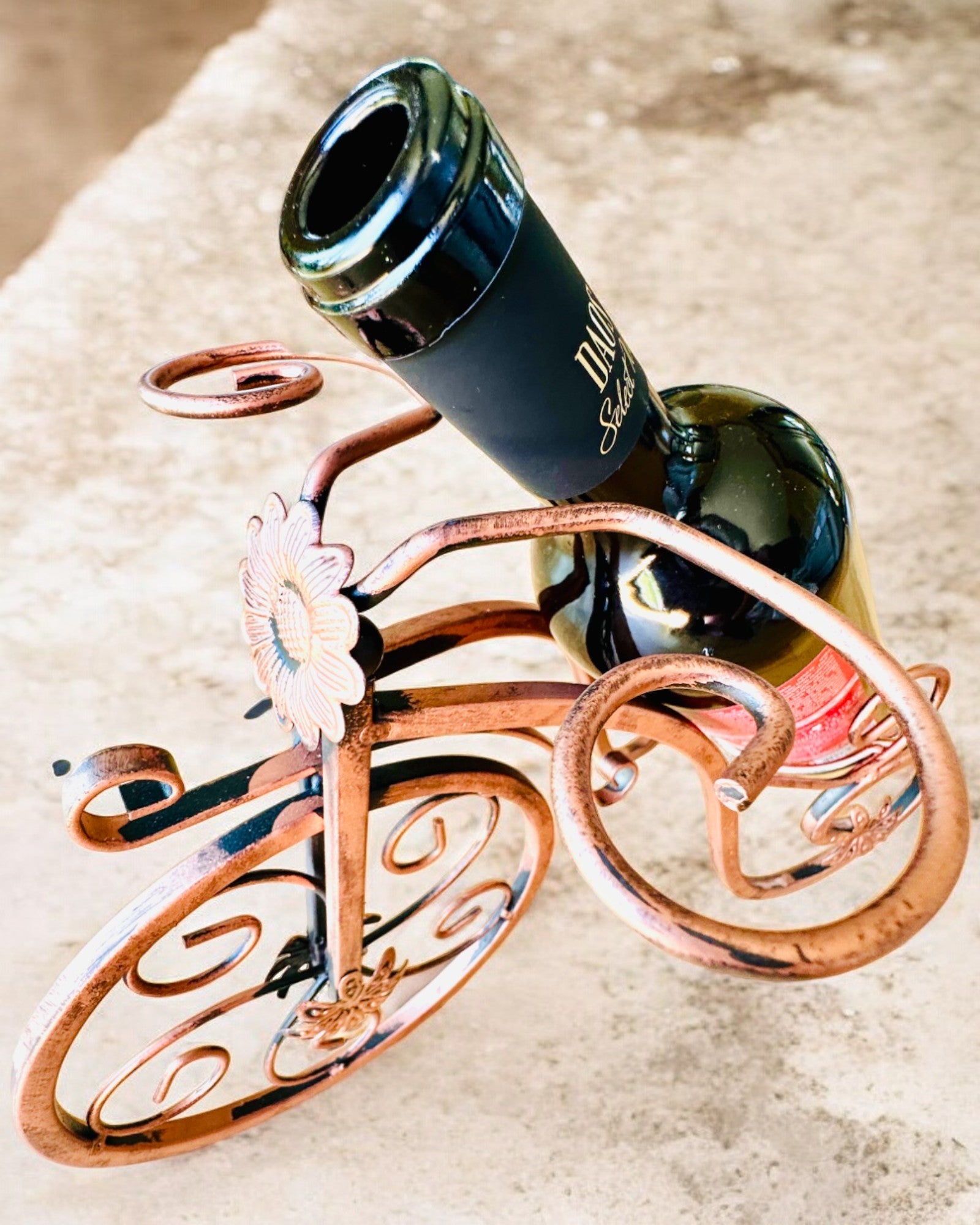 Soporte para Vino "WineCycle" en Forma de Bicicleta - posibilidad de personalización con grabado para regalo