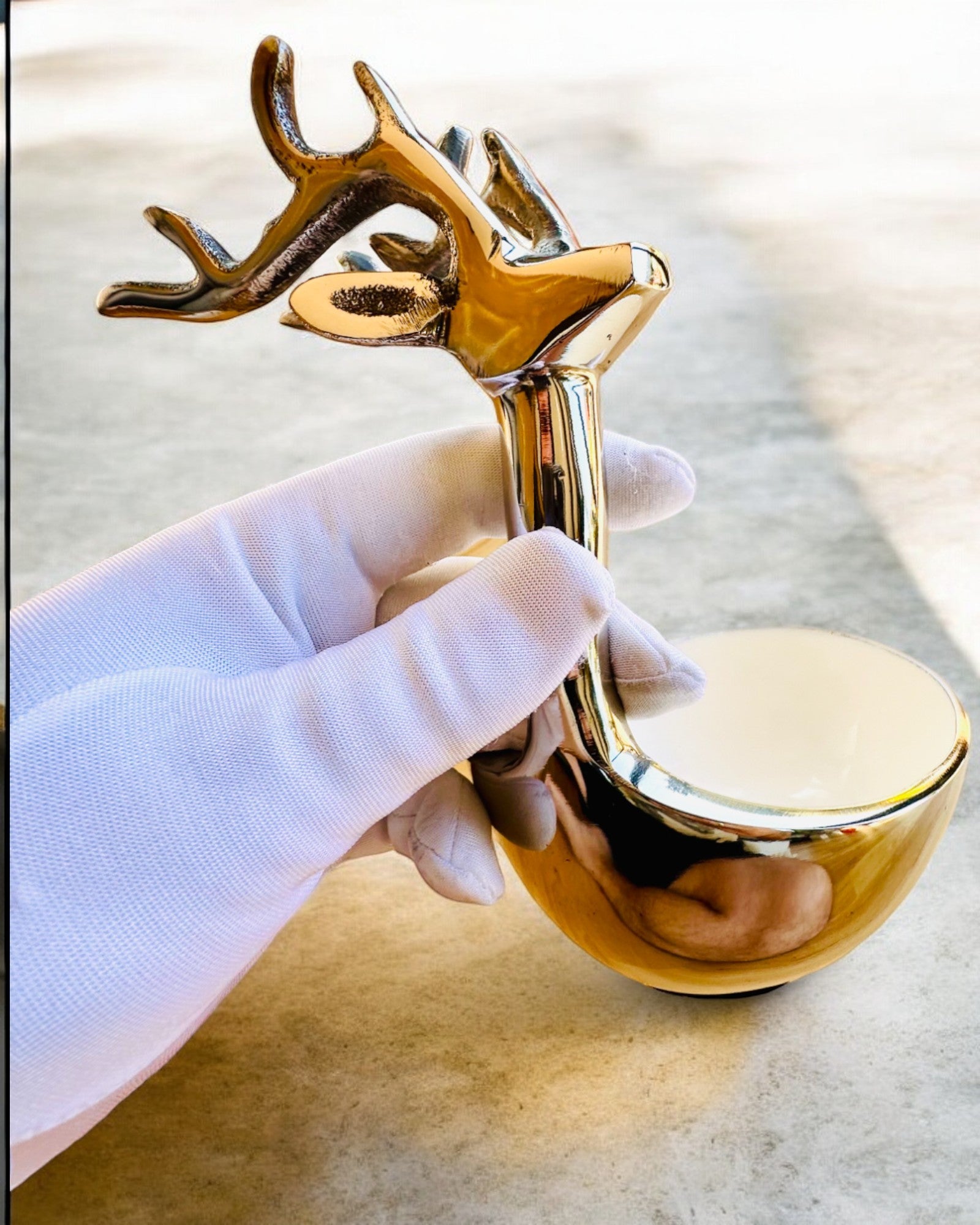 Elegante cuenco Belleza Cornuda – Artesanía de la India, personalización con grabado