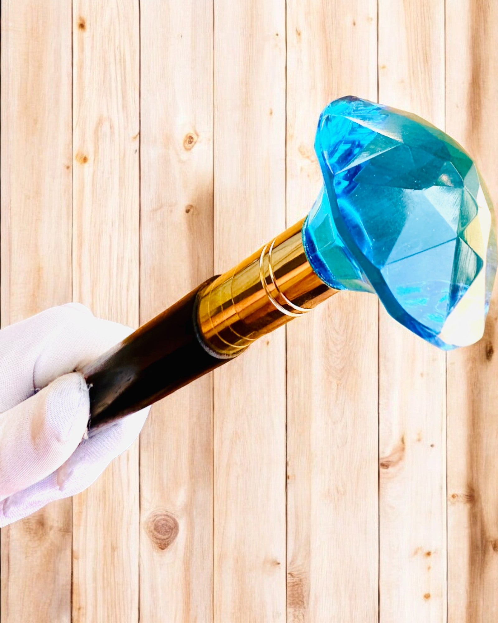 Bastón para caminar "Niebieski Diament" - Madera Hecha a mano, posibilidad de grabado