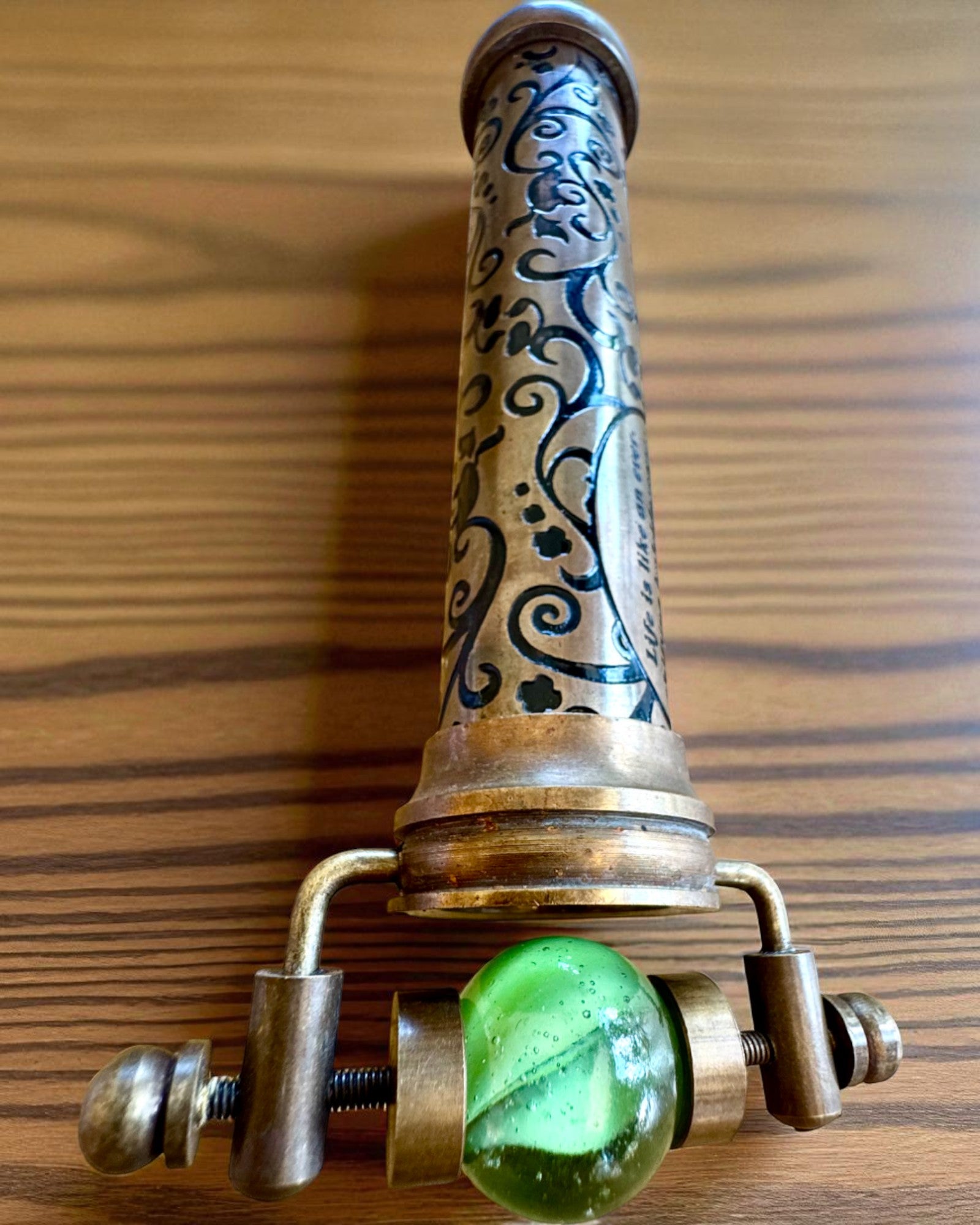 Caleidoscopio Vintage “Emerald Dreams”, 15 cm – hecho a mano, con opción de personalización mediante grabado para regalo