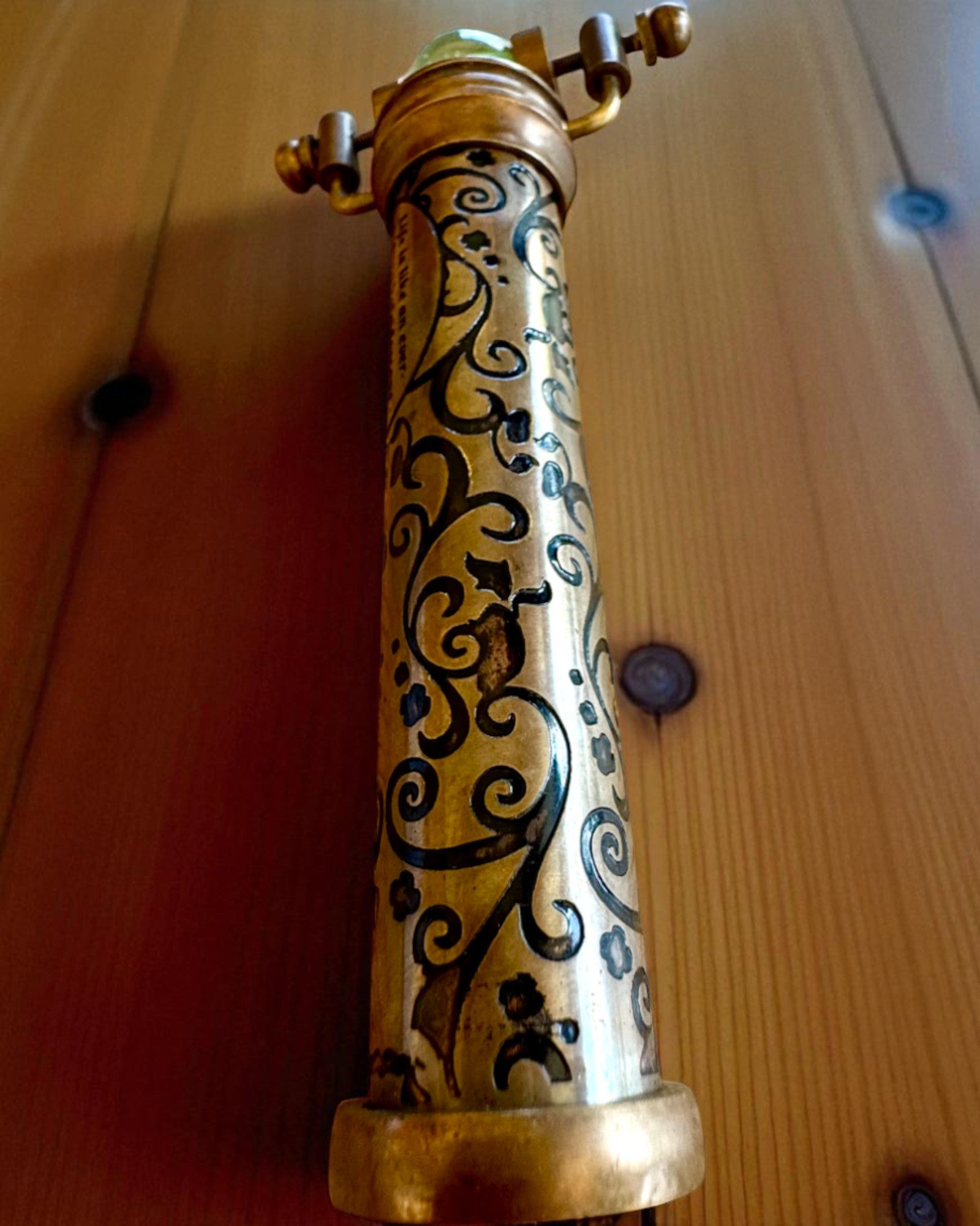 Caleidoscopio Vintage “Emerald Dreams”, 15 cm – hecho a mano, con opción de personalización mediante grabado para regalo