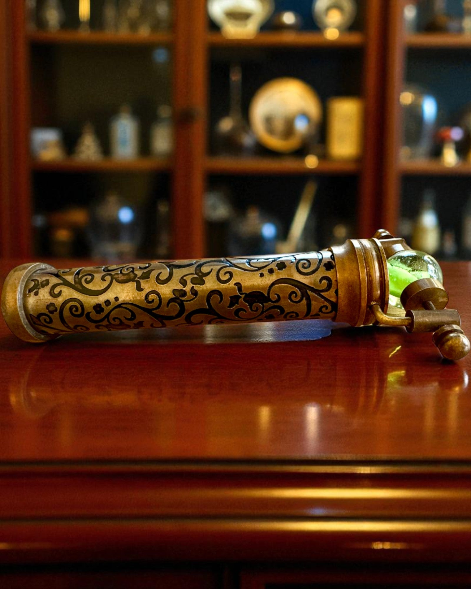 Caleidoscopio Vintage “Emerald Dreams”, 15 cm – hecho a mano, con opción de personalización mediante grabado para regalo