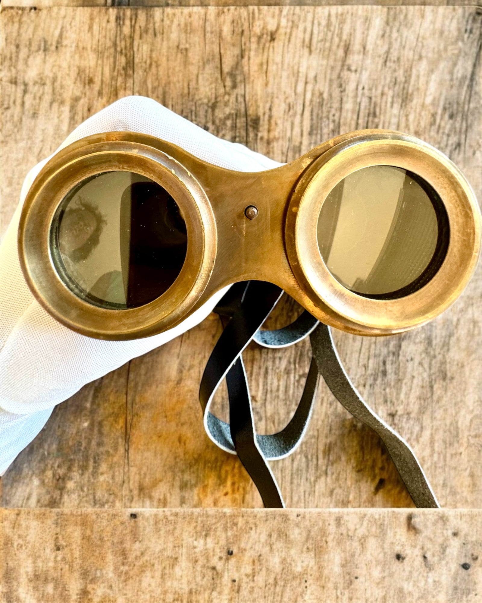 Prismáticos con estuche de cuero Victorian's Eye, 11 cm de latón, decorados a mano, personalización con grabado para regalo