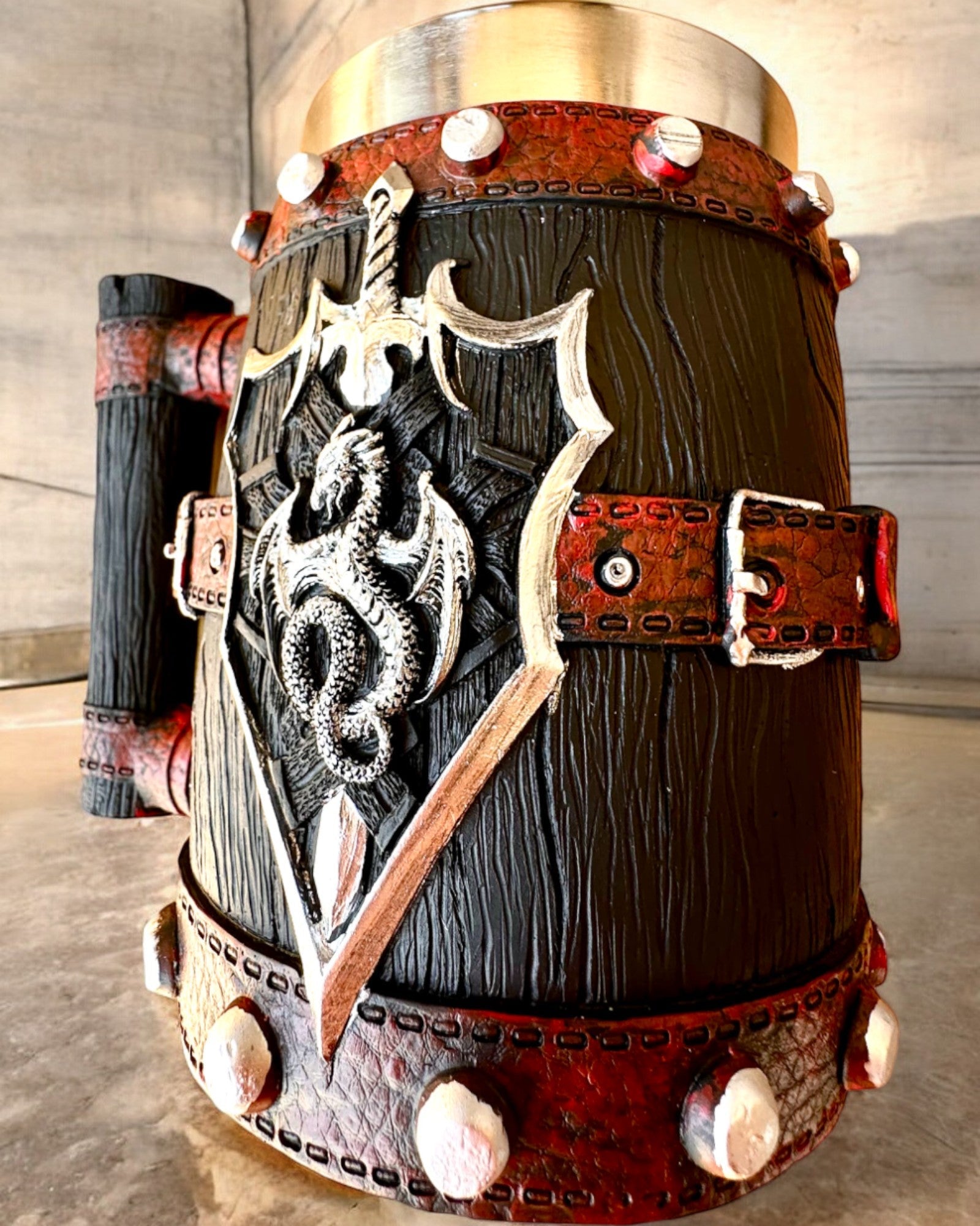 Cáliz Oscuro del Guerrero Dragón con Posibilidad de Grabado para regalo, capacidad 600 ml