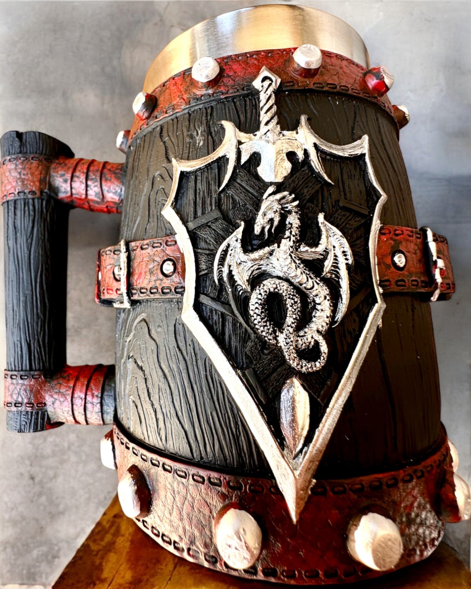 Cáliz Oscuro del Guerrero Dragón con Posibilidad de Grabado para regalo, capacidad 600 ml