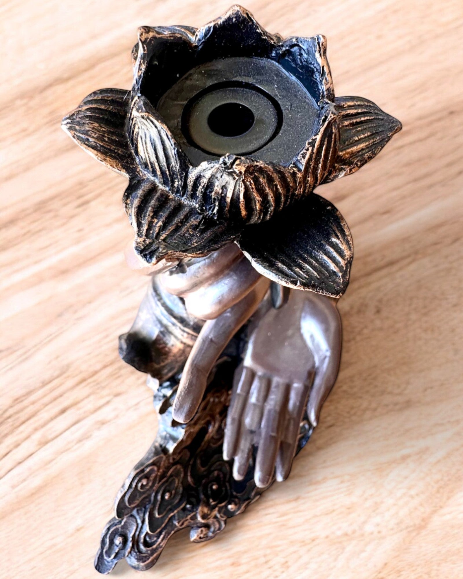 Mano Mística, Incensario, soporte para incienso con Flujo, posibilidad de personalización con grabado para regalo