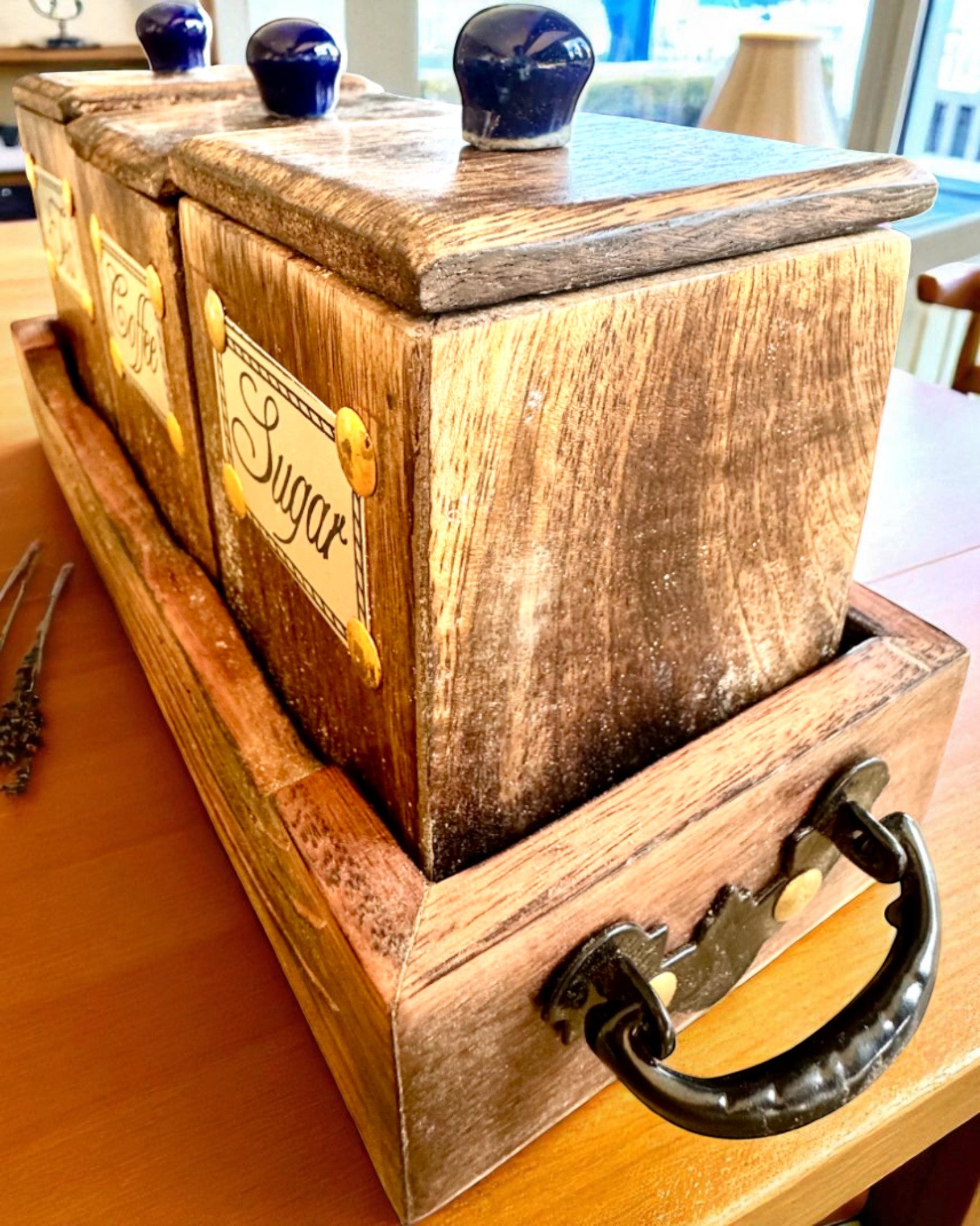 Conjunto Royal Trio – Té, Café, Azúcar de madera de Shisham, hecho a mano, con opción de grabado para regalo