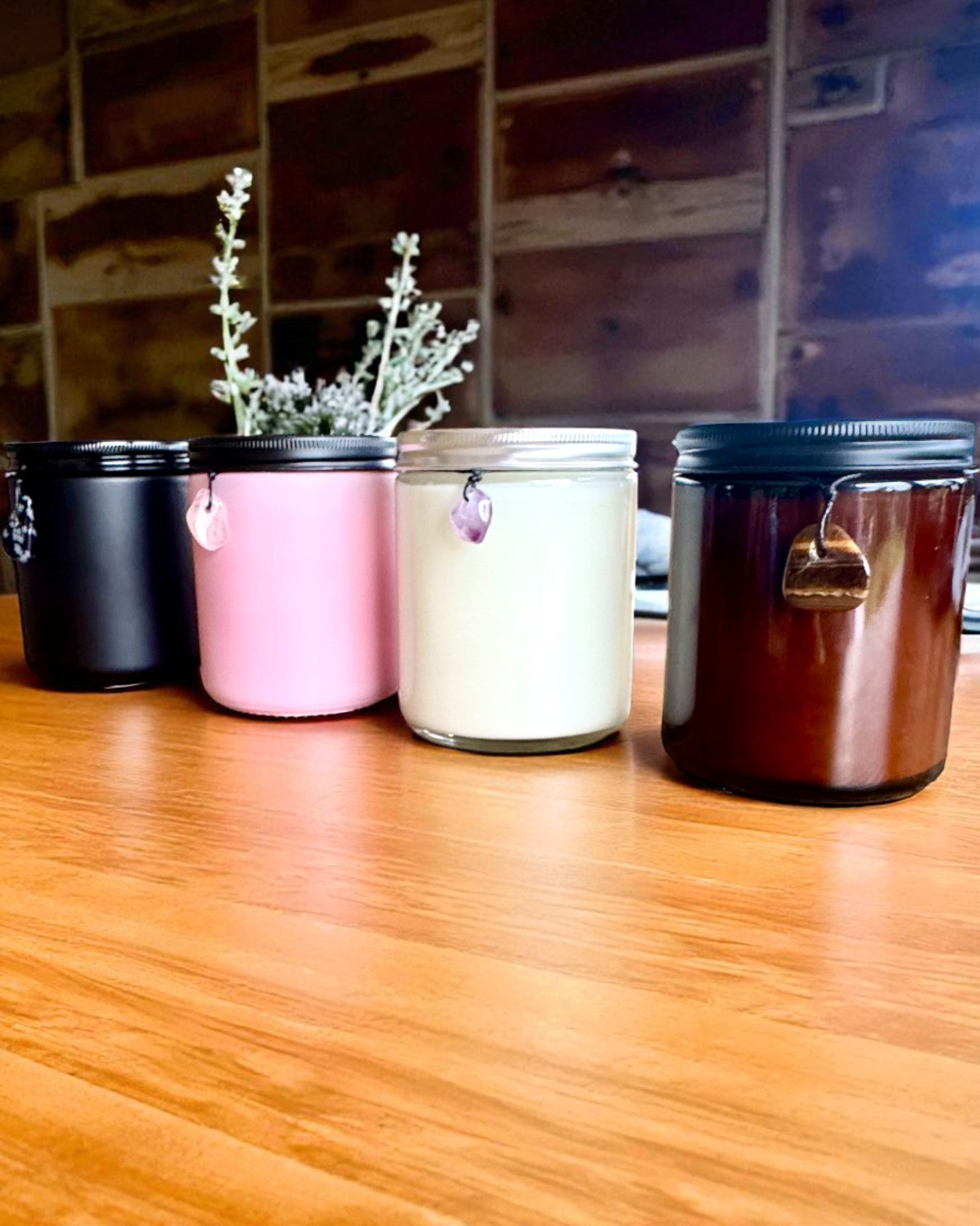 Vela de soja intencional Amatista – calma, armonía y purificación, 250 ml, posibilidad de personalización para regalo