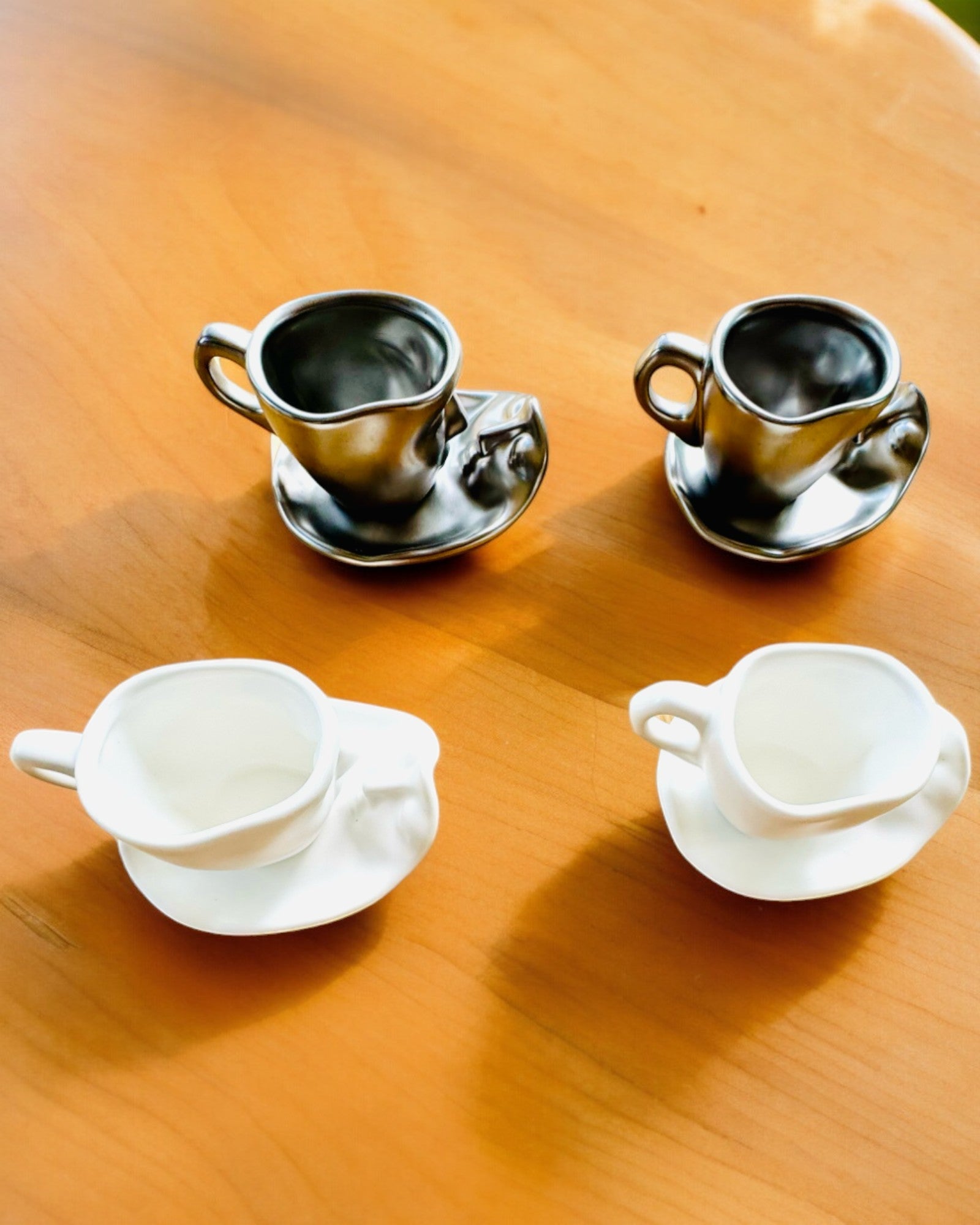 Elegantes Tazas de Cerámica "Maska" – Juego de 2 uds. - posibilidad de personalización con grabado para regalo