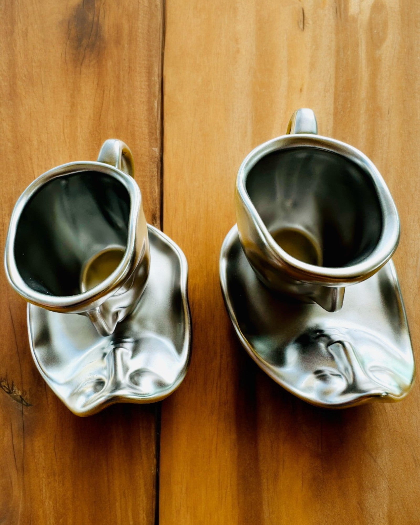 Elegantes Tazas de Cerámica "Maska" – Juego de 2 uds. - posibilidad de personalización con grabado para regalo