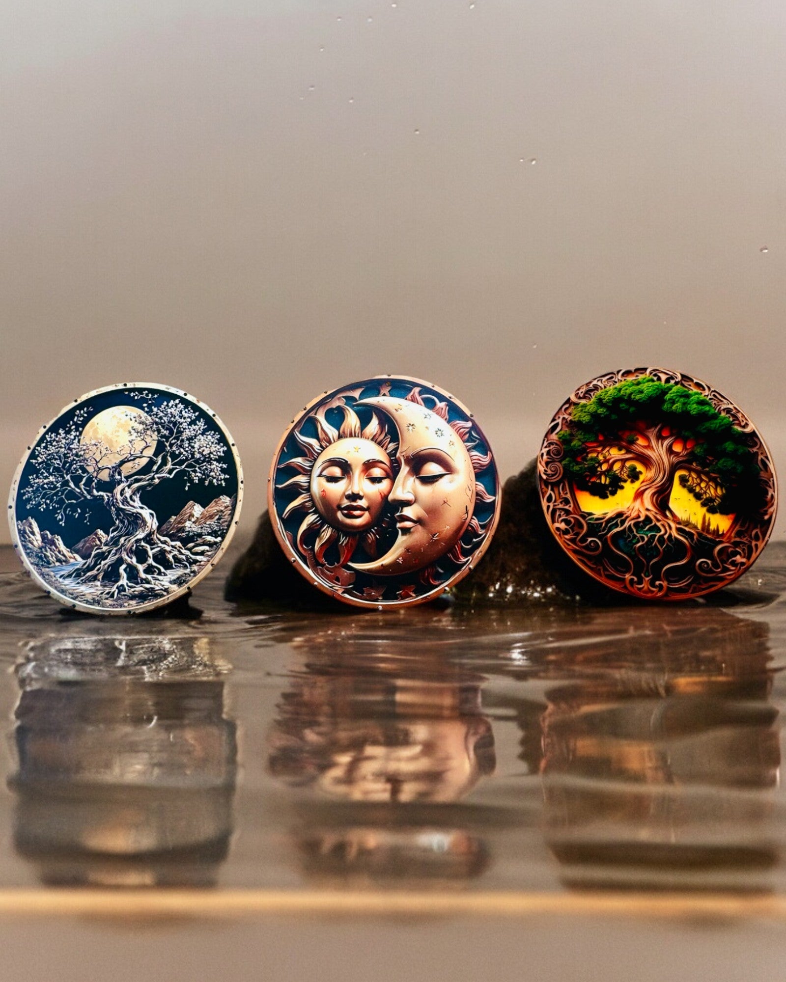 Colgante "Círculos Mágicos de la Naturaleza" - posibilidad de personalización con grabado. 3 variantes para elegir