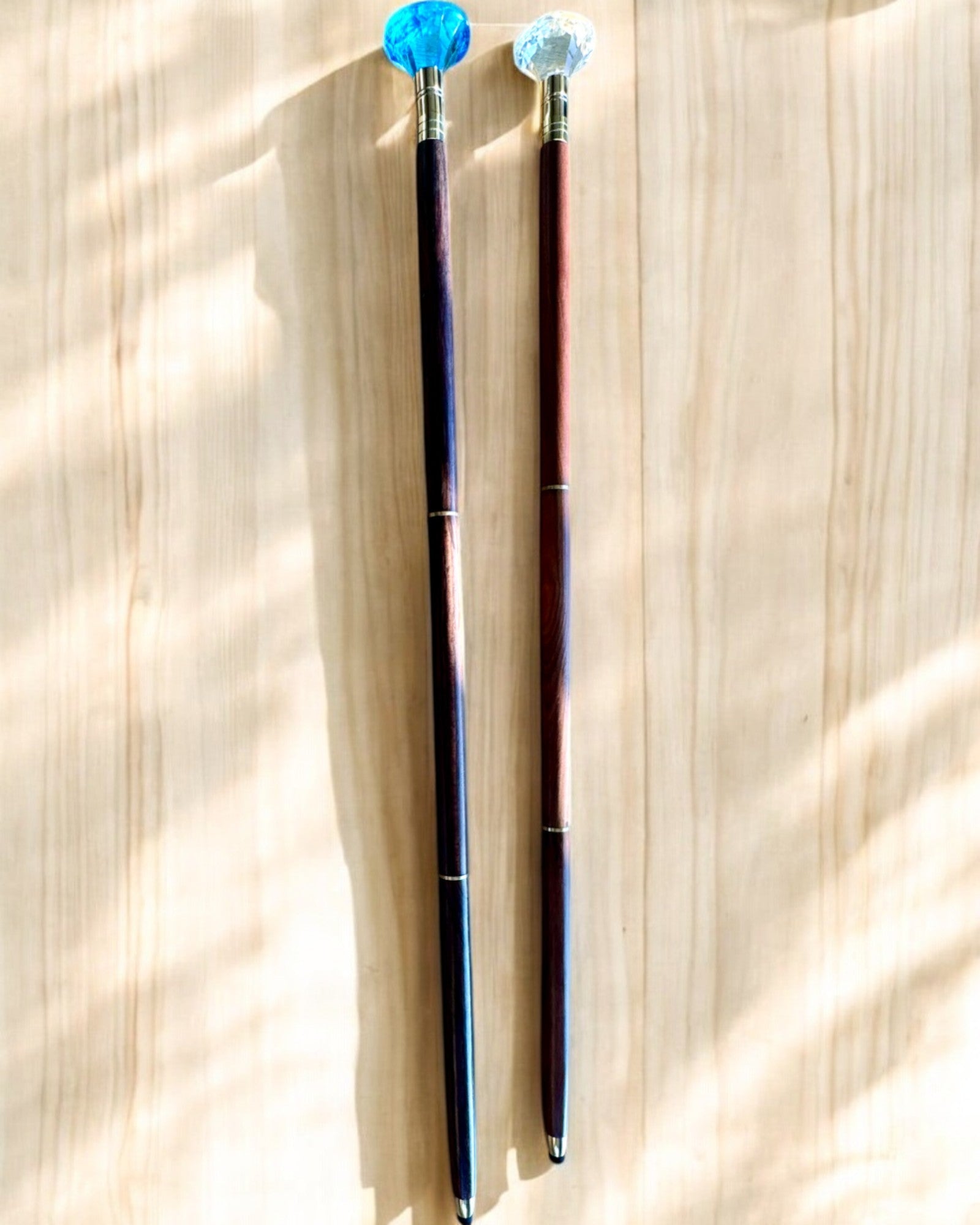 Bastón para caminar "Diamante en bronce" - Madera Hecho a mano, posibilidad de grabado