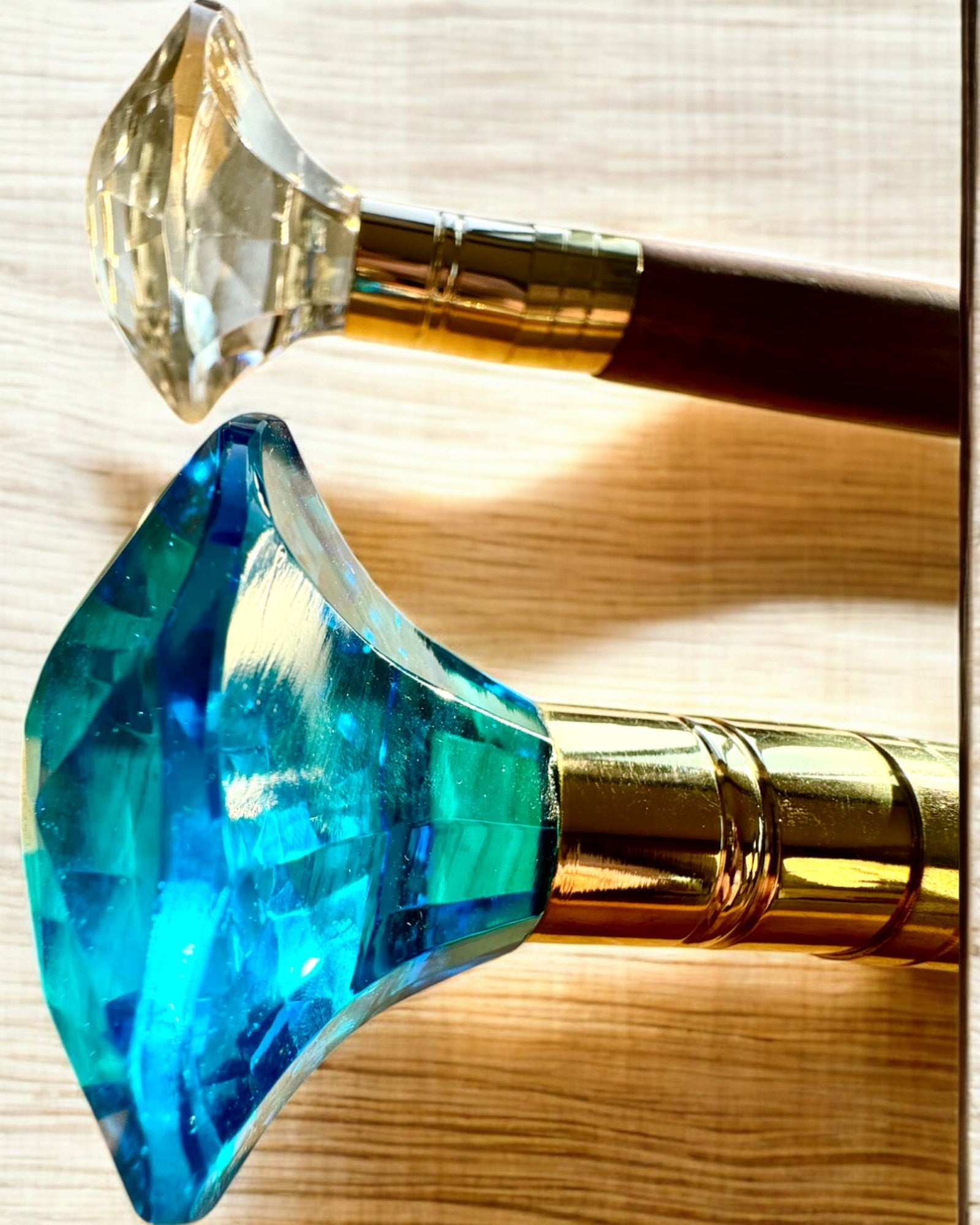 Bastón para caminar "Diamante en bronce" - Madera Hecho a mano, posibilidad de grabado