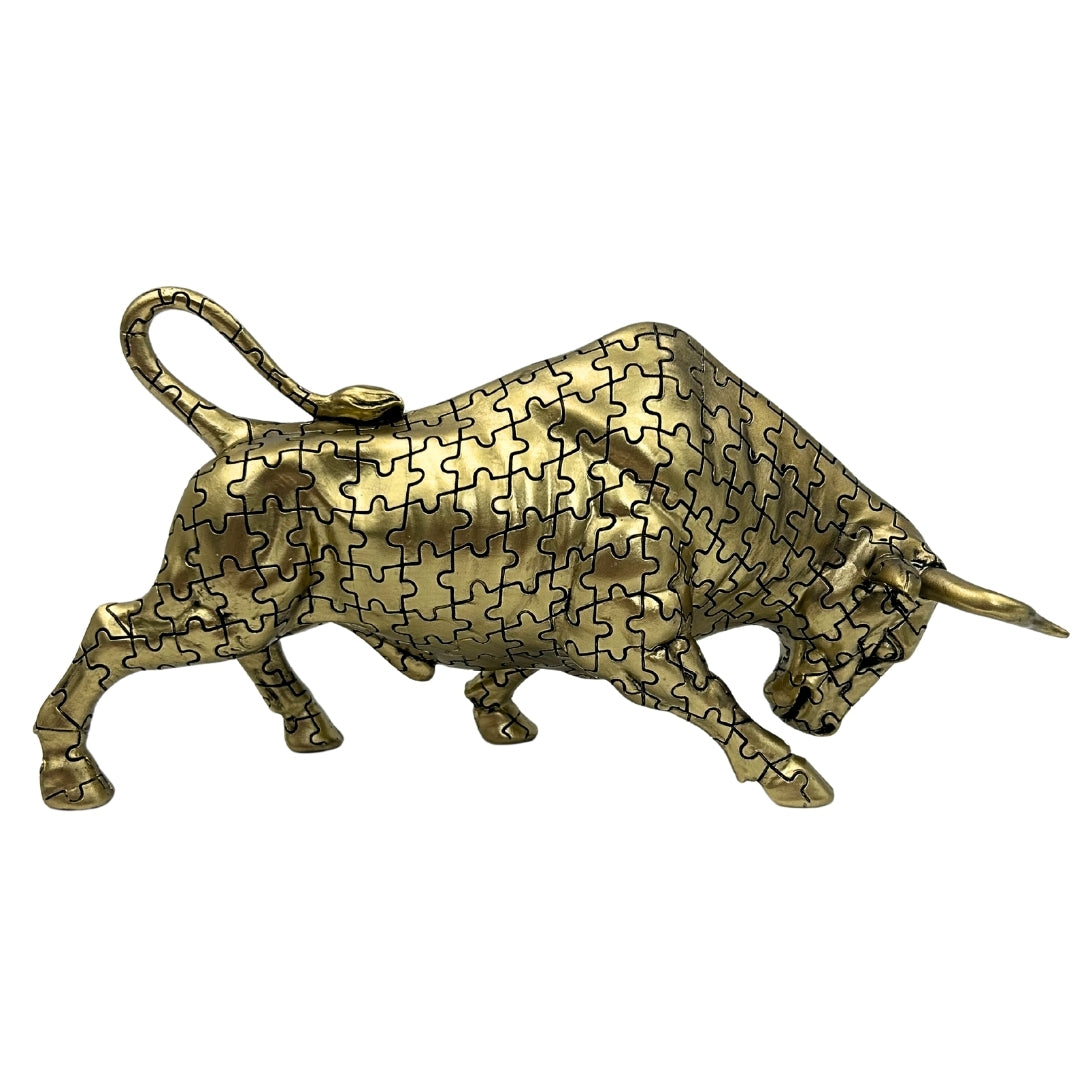 Figura decorativa de toro dorado con opción de grabado - elegante símbolo de fuerza y riqueza, 33,3 cm, polyresina