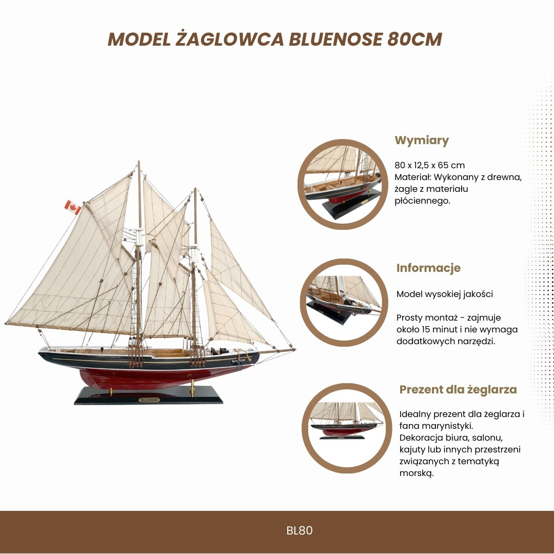 Modelo de velero Bluenose de 80 cm con posibilidad de personalización con grabado