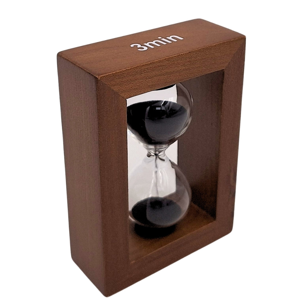 Reloj de arena de 3 minutos en marco de madera con posibilidad de personalización con grabado