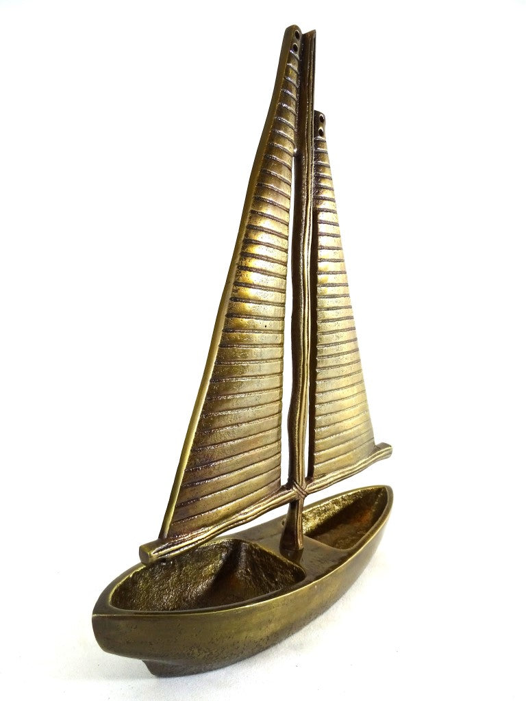 Modelo de yate de aluminio dorado 38 cm con opción de personalización con grabado