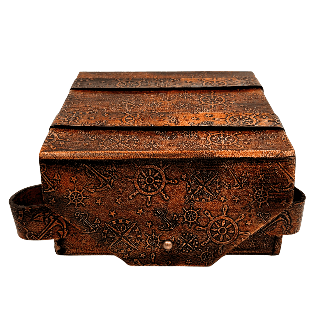 Sextante retro de latón en estuche de cuero - instrumento de navegación elegante con opción de grabado - regalo ideal para amantes de la navegación e historia - dimensiones 13x12x7 cm