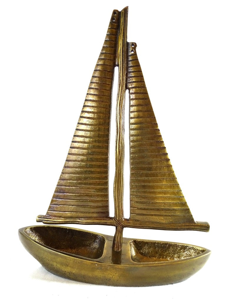 Modelo de yate de aluminio dorado 38 cm con opción de personalización con grabado