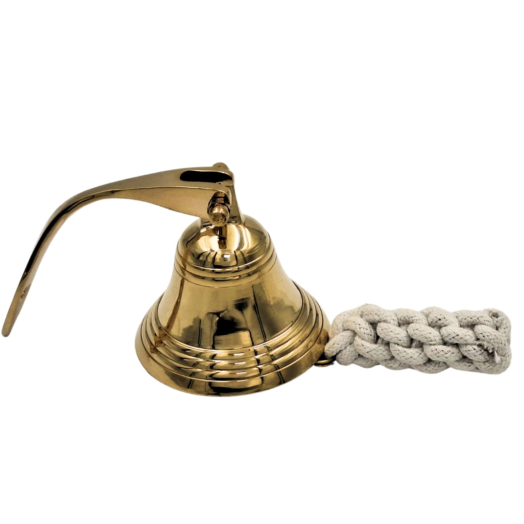 Campana de barco de latón de 7,5 cm con posibilidad de grabado - Regalo ideal estilo marinero - Color dorado, decoración retro para casa o cocina