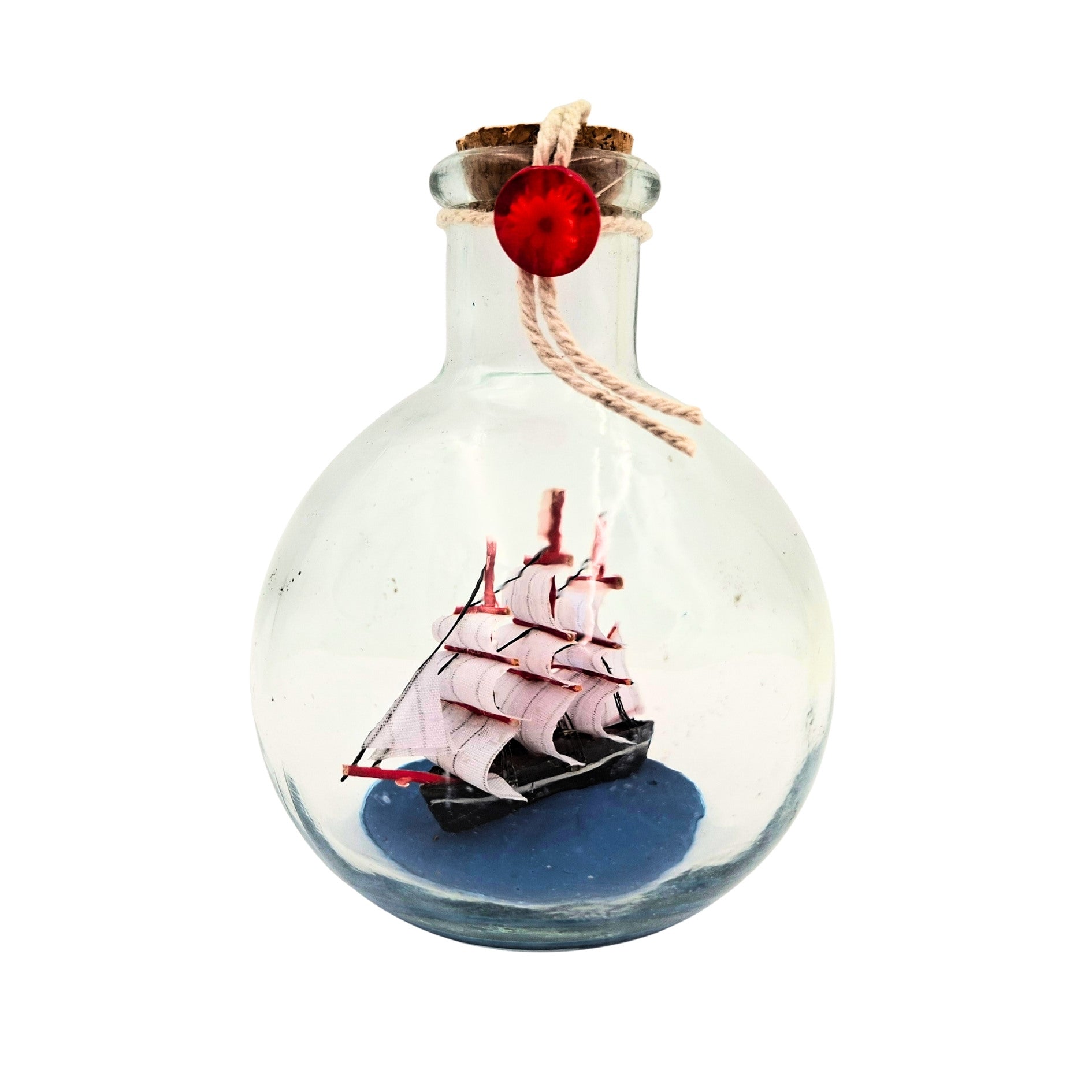 Barco en Botella Rafandynka con posibilidad de personalización con grabado – decoración marinera clásica de 8,5 cm, ideal para regalo a amantes de la navegación