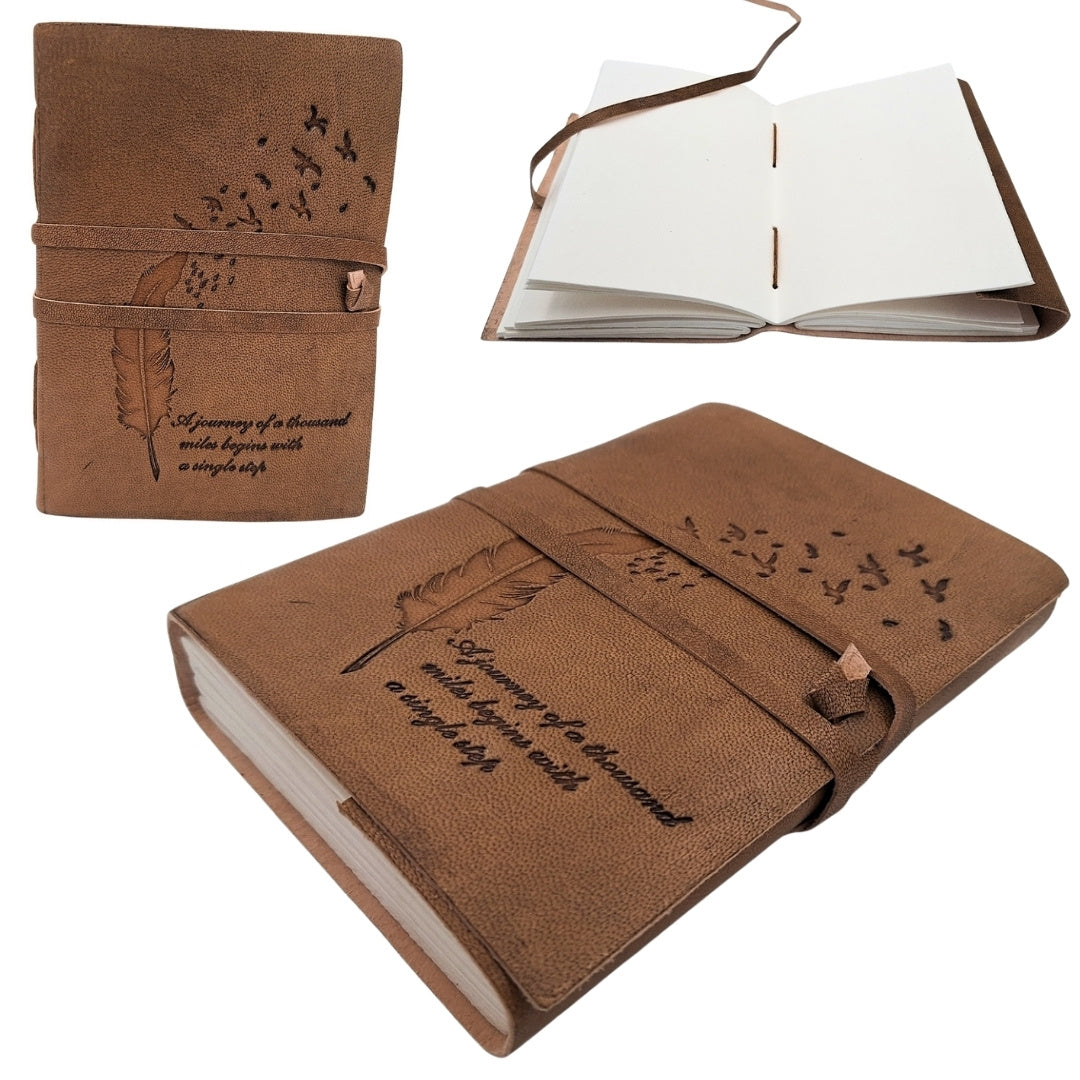 Cuaderno de cuero retro con inscripción, 200 páginas