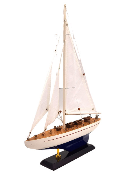 Modelo de yate de madera altura 42 cm con posibilidad de personalización con grabado