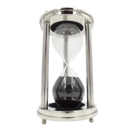 Reloj de arena de aluminio 15 min con posibilidad de personalización mediante grabado, negro, 10,15x10,15x20,25 cm