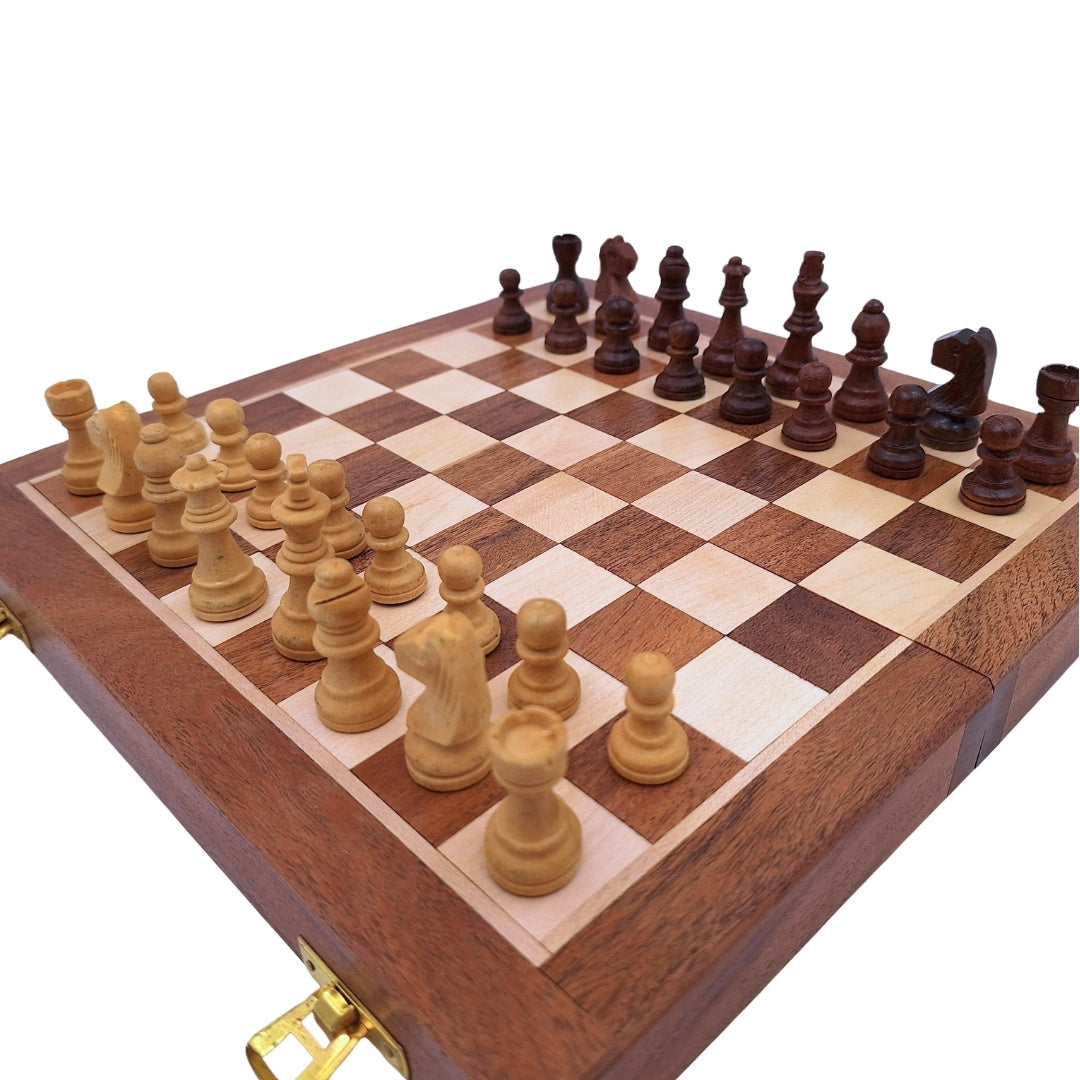 Ajedrez magnético de madera 30x30 cm plegable G614 con grabado