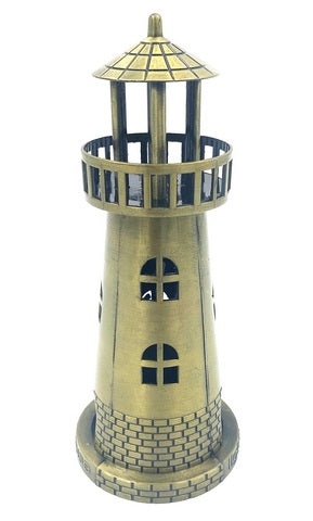 Faro portavelas para tealight de 18,5 cm en dorado antiguo con opción de grabado