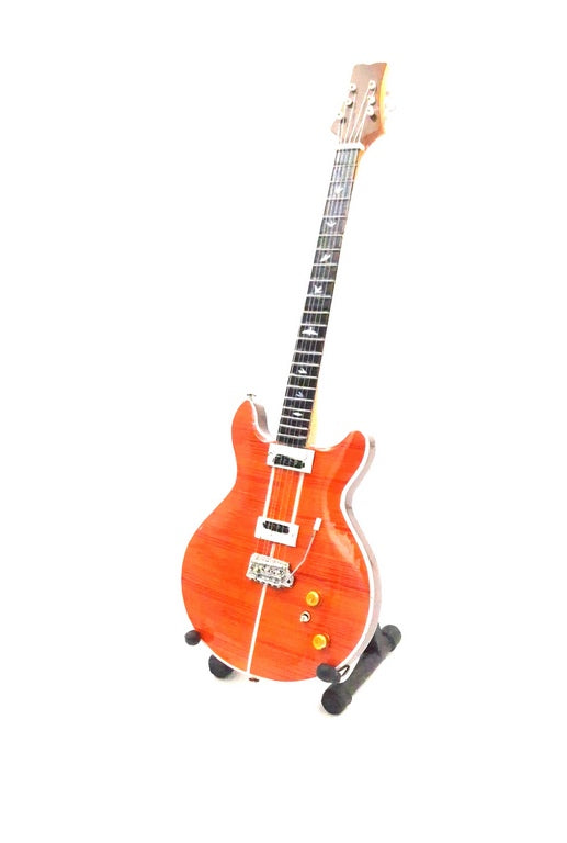 Mini guitarra estilo Carlos Santana con posibilidad de grabado personalizado, regalo perfecto para amantes de la música, altura 24,5 cm, madera de caoba, producto decorativo de colección