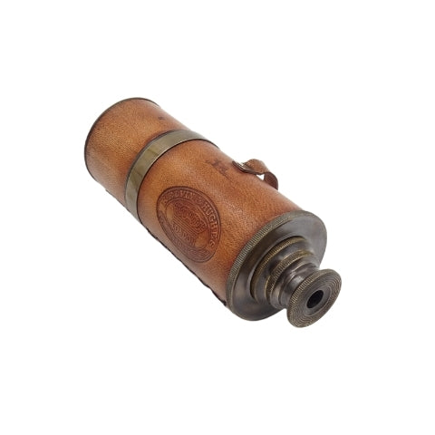 Catalejo retro de latón con correa de cuero NC1596 con posibilidad de personalización mediante grabado