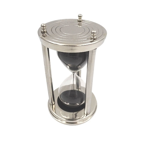 Reloj de arena de aluminio 15 min con posibilidad de personalización mediante grabado, negro, 10,15x10,15x20,25 cm