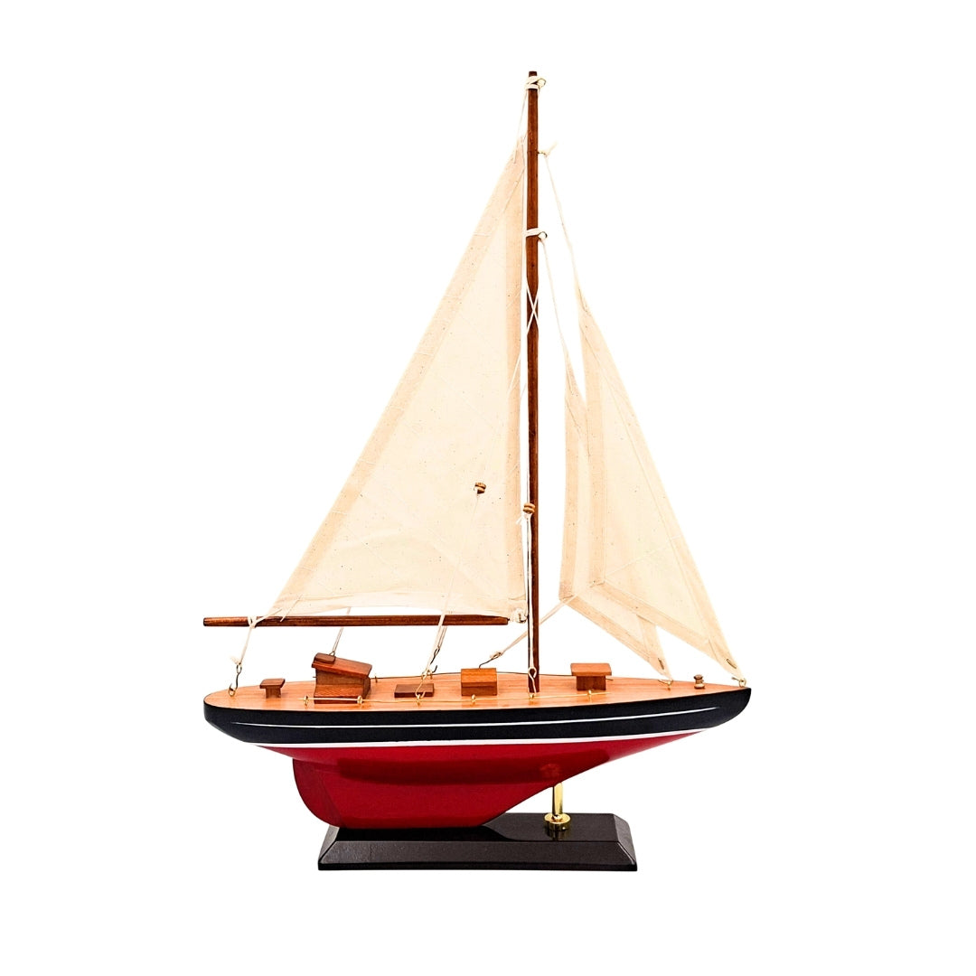 Elegante Modelo de Yate de Vela de Madera de 30 cm con Personalización con Grabado