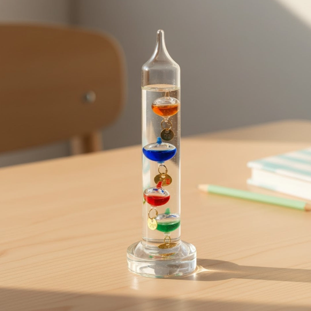 Termómetro de Galileo con grabado personalizado – decoración elegante para interiores en color vidrio