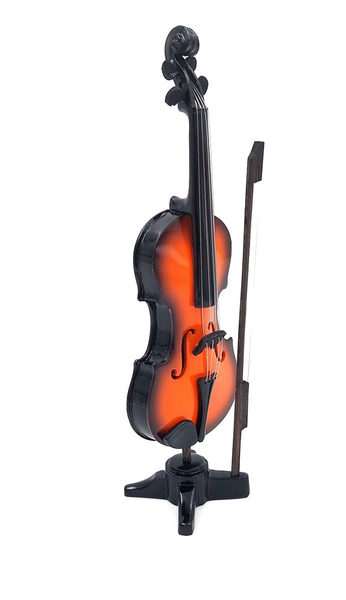 Mini violín hecho a mano de resina, altura 13 cm, opción de personalización con grabado, ideal para regalo a amantes de la música