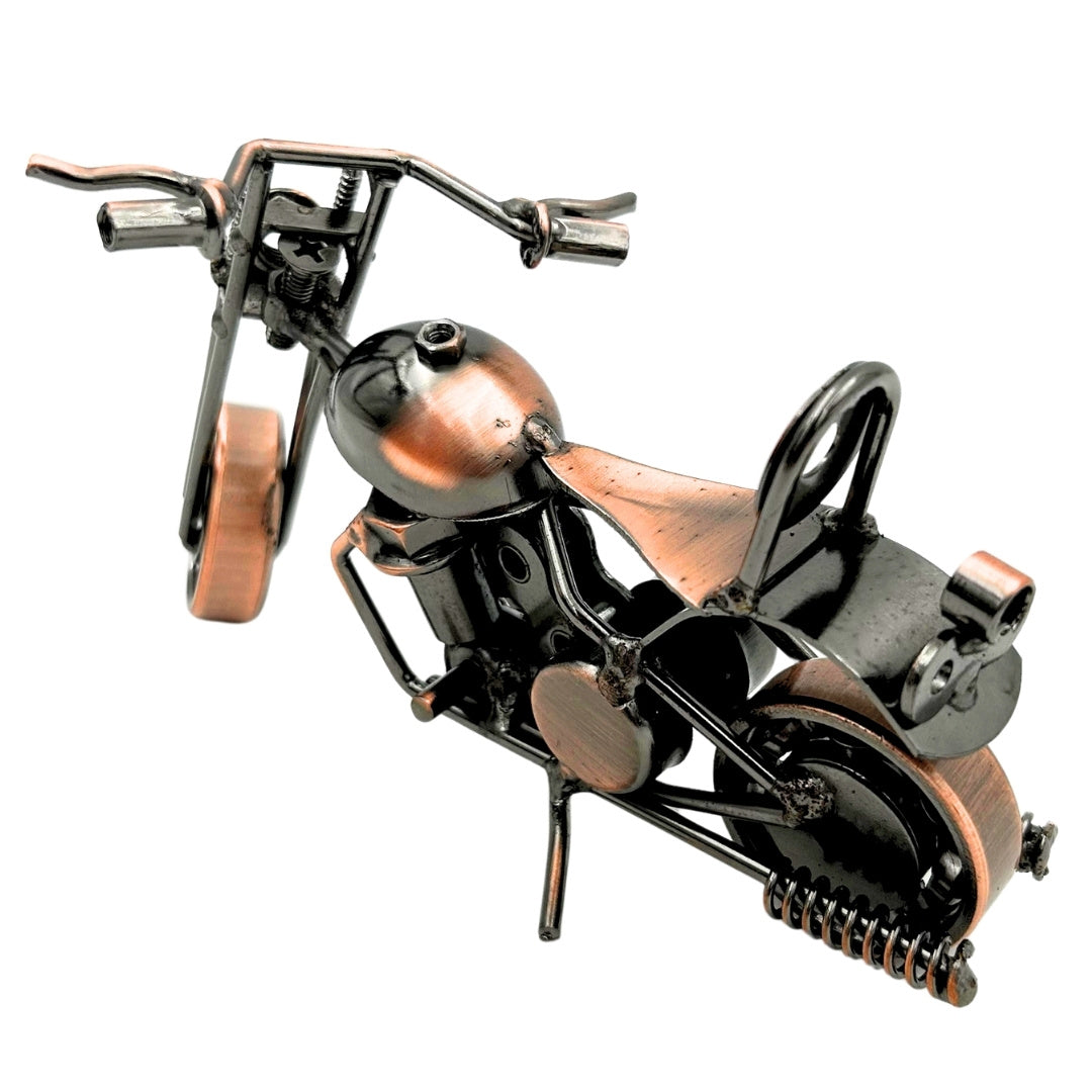 Modelo de motocicleta Chopper M33 con grabado - metálico, cobre-antracita, 15x6x9,5 cm