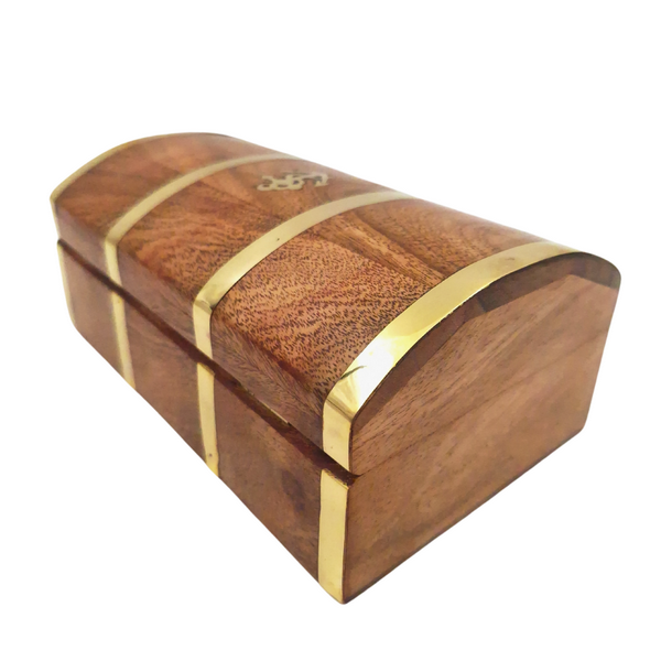 Caja de madera marinera vintage DNU-020 con motivo de ancla de latón, grabado personalizado, ideal para regalo para amantes del mar, dimensiones 18,4 × 12,7 × 7,6 cm