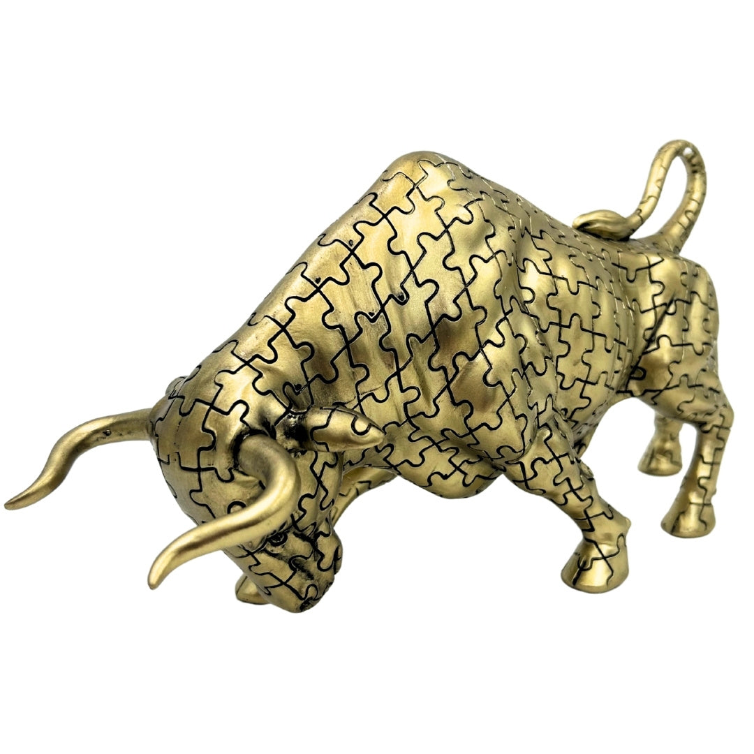 Figura decorativa de toro dorado con opción de grabado - elegante símbolo de fuerza y riqueza, 33,3 cm, polyresina