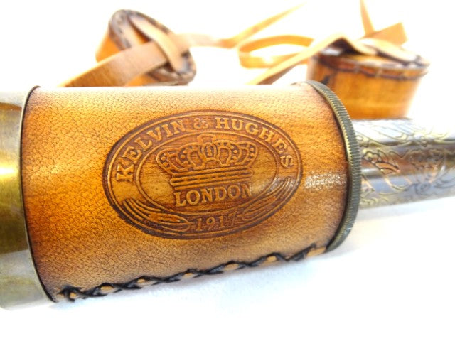 Catalejo retro de latón con correa de cuero NC1596 con posibilidad de personalización mediante grabado